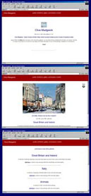 screenshots from www.clive madgwick.co.uk, designed and developed by the queminet partnership